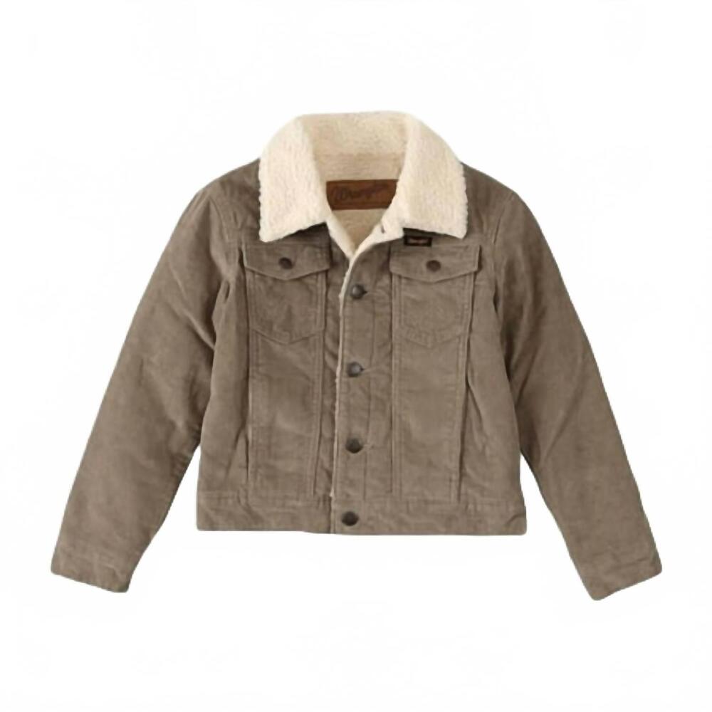 NEW WRANGLER boys' sherpa lined corduroy jacket in tan